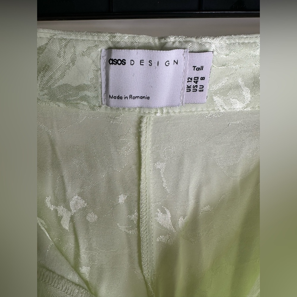 Asos Design Light Green Soft Floral Jacquard Suit 2Piece Coord Matching Set sz8 - Picture 12 of 14